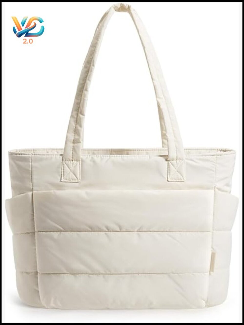 Lightweight Puffy Tote Bag with Compartments Shoulder Handbag Travel Work Gym